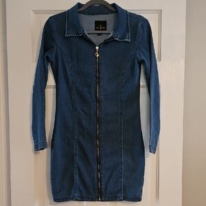 Vintage Baby Phat Denim Zip Up Mini Dress Size Small